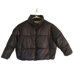 Old Navy Quilted High Neck Puffer Jacket  Womens Sz 3X Black XXXL Retro EUC